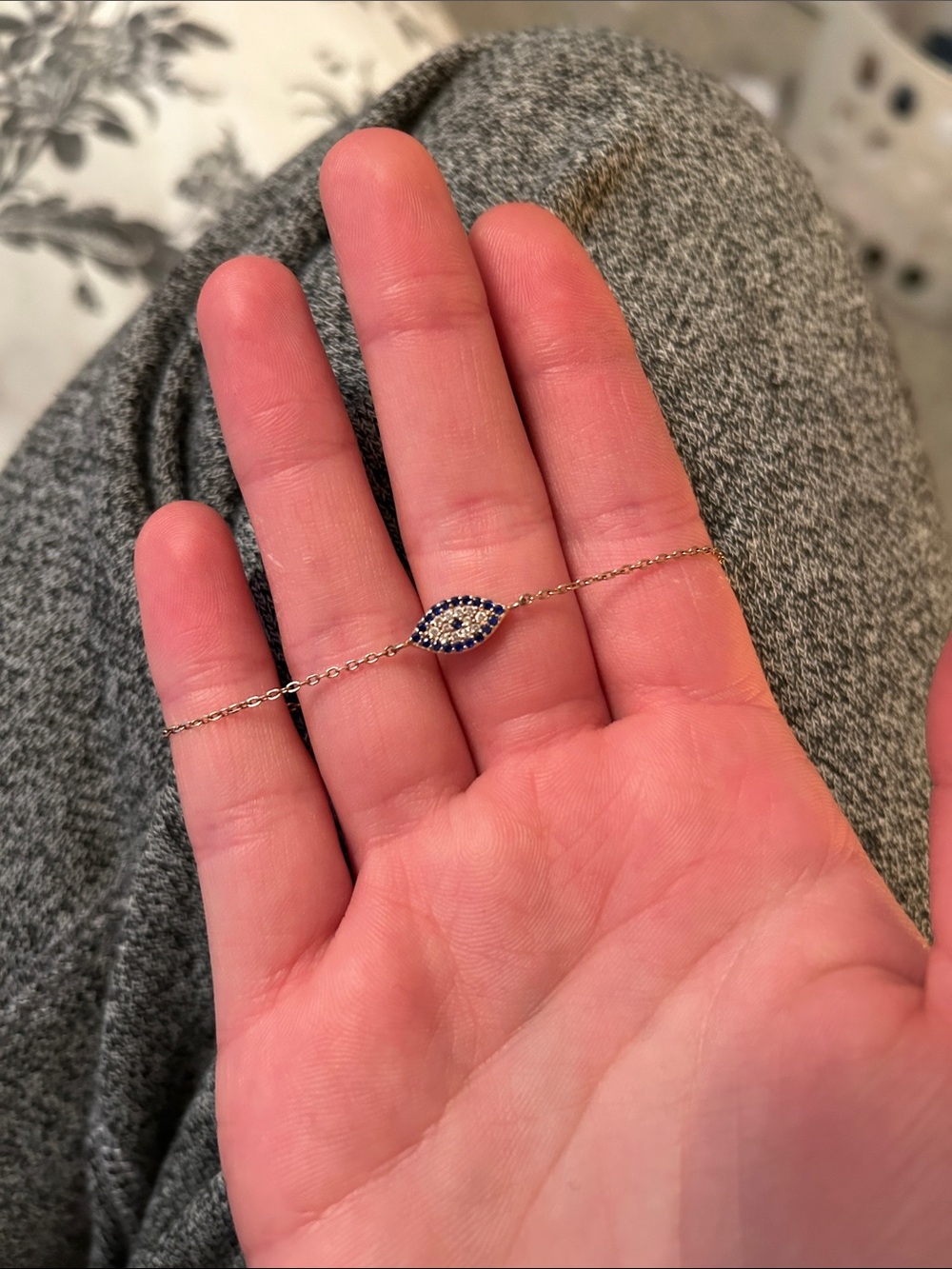 Delicate Blue Evil Eye Bracelet - Rose Gold Chain